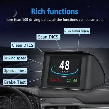 Авто Hud Централен Дисплей Аларма за Превишаване на Скоростта OBD2 EUOBD Smart Digital Meter Откриване на Неизправности на Автомобила Честота на въртене в минута Директен Преглед на LCD цифров дисплей