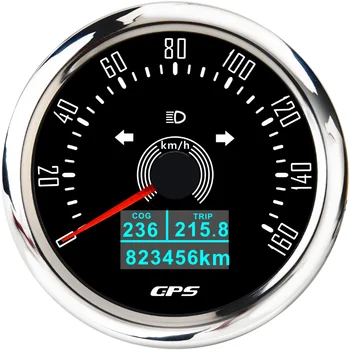 Автомобилен GPS-измерване на скоростта с OLED-дисплей 85 мм, Скоростомер 0-160 км/ч, Подходящи за Яхти, Камиони, мотоциклети, 9-32 В 7-цветна подсветка