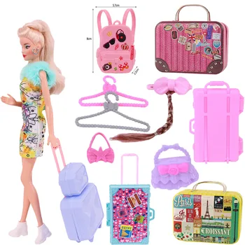 Аксесоари за кукли, дрехи, бижута, багаж, куфар, долар, мини-пластмасови free toiletries, компютър за 11,5-инчов Барби, очила BJD играчка