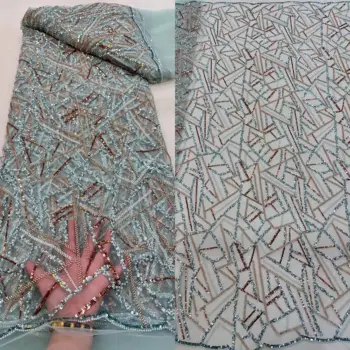 Африканска лейси плат J-1302337, Висококачествени дантелени тъкани от френски тюл, Дантела и Плат за сватбена рокля