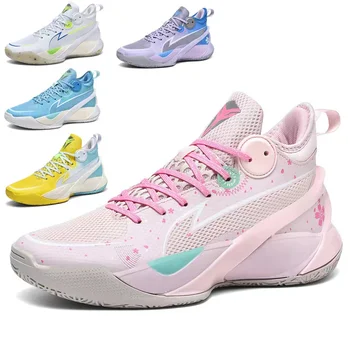 Баскетболни обувки TopFight с високо берцем цвят Сакуры, розово за момичета, Speed10, нескользящие мъжки баскетболни маратонки, дишаща удобни обувки