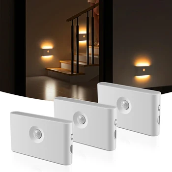 Безжична Индукционный интелигентен led лампа под шкаф USB C с перезаряжаемым сензор за движение, стенни осветителни тела за кухня, стълбище, коридор