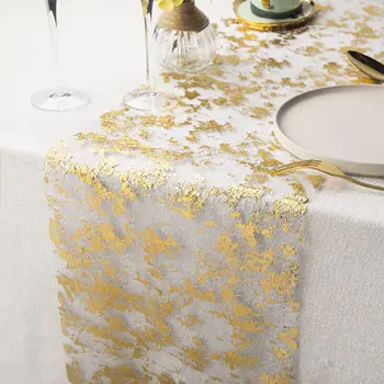 Блестящи метални златни тънки покривки за маса със златни/сребърни пайети, метално фолио, тънък, мрежест ролка, сватбен декор за 