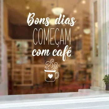 Бразилски кафе Цитат на Стикер на стената Бразилия Кафене Витрина Стъклена Врата Украса Подвижни Винилови Стикери За стена Интериор кухня