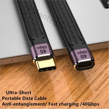 Бърз USB Type C C-C 40 Gbit/и за Macbook Pro Кабел за бързо зареждане и пренос на данни с чип Emark Сертифициран къс кабел PD 60W Thunderbolt 3