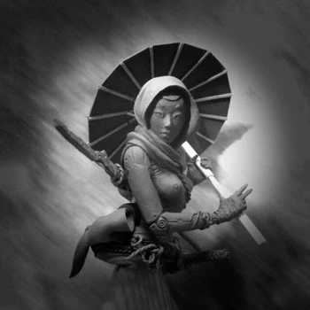 В разглобено формата на 1/10 древен служител на Кибер-момиче с чадър Фигурка от смола миниатюрни модела комплекти Неокрашенный