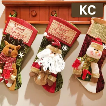 Весели Коледни Чорапи, Чанта с декорация за Коледната елха, Коледен подарък, Чанта бонбони, Сладки Плат с няколко Стилове За избор