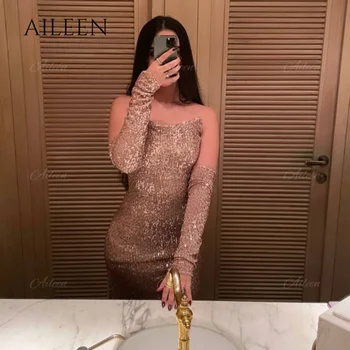 Вечерни рокли Aileen с пайети за жени, парти, сватба вечер, подходящи рокли по поръчка, скъпа, шампанско, секси