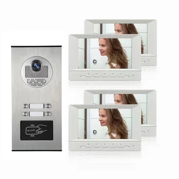 Видео домофон SmartYIBA за 2,3,4 семейни апартаменти RFID Отключване на врати обаждане на вила, комплекти видеодомофонов