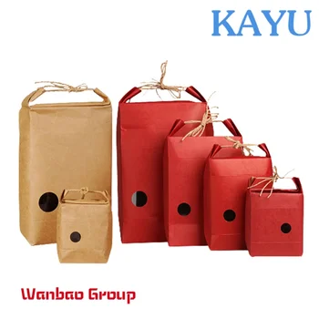 Висококачествена Кафява опаковка, чанта от оризова хартия 2 кг, 5 кг за продажба