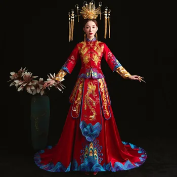 Висококачествено Китайското Традиционната Сватбена Рокля За Банкет В Източната Стилен Модерен Дълга Облекло Китай Qipao китайски дрехи