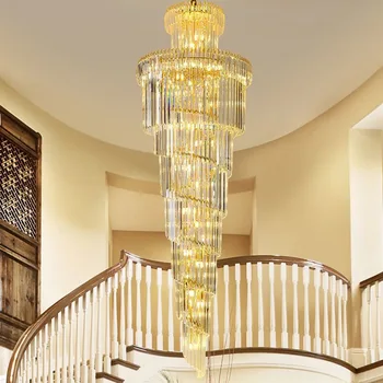 Вита дизайнерски стълби Кристален полилей модерен лампа Дълъг фоайето на хотела висящи лампи Бърза доставка