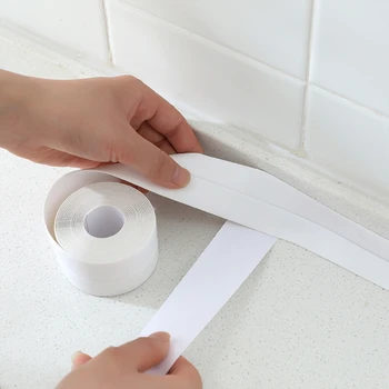 Водоустойчив оборудване запечатване лента за вана Баня с душ, мивка оборудване запечатване лента за баня Бяла PVC самозалепваща лента Стикери за стена за кухни