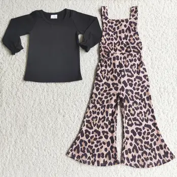 Горещи стоки на едро, детски есен облекло, леопардовые комплекти за малки момичета, детски дрехи, общи дрехи