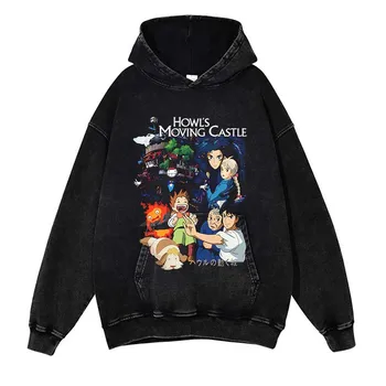 Градинска дрехи, реколта hoody, пуловер с графичен принтом, японското аниме, мъжки памучен hoody Harajuku с качулка, хип-хоп промытая hoody