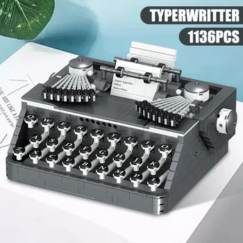 Градска ретро Класически модел на клавиатурата на пишеща машина Мини Размер Строителни Блокове САМ за Тази машина Тухли Играчки За детски подаръци