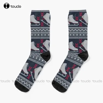Грозен коледен пуловер с коне и снежинками, чорапи мъжки Чорапи за Деня На Благодарността, Коледа, Подарък за Нова Година, изработени по поръчка чорап