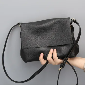 Дамска чанта 2023, трендови чанти за жени, чанта през рамо от волска кожа, дамски чанти-месинджър чанта за книги, черна ежедневна дамска чанта за всеки ден