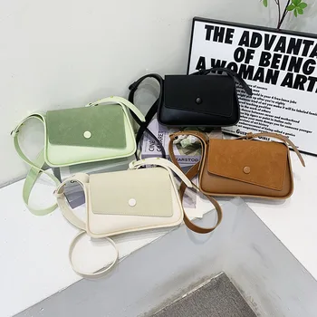 Дамска чанта-месинджър, квадратни Чанти, проста женска чанта за телефон, чанта с капак, висококачествена Чанта през рамо от изкуствена кожа за жени