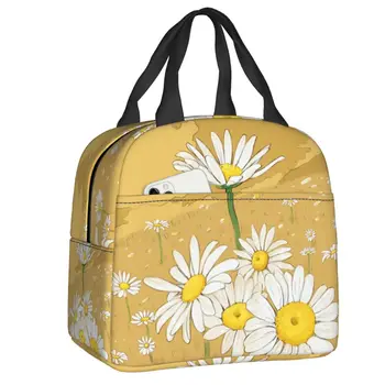 Дамска чанта-тоут с цветя лайка, утепленная ланчем, с цветен модел, преносим охладител, термална кутия за bento, за къмпинг, за пътуване