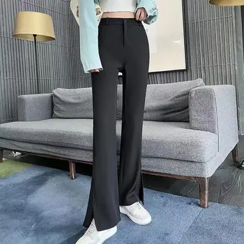 Дамски панталони-клеш с висока талия, монофонични секси дизайн, с отрязани в ретро стил, модни дамски градинска дрехи, универсални пролетта панталони за почивка A110