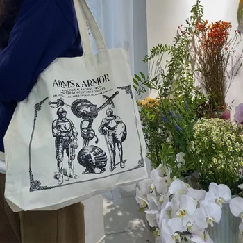Дамски холщовая чанта от памук-сурови с принтом оръжия от 19-ти век, Египетски чанта от памук-сурови, книга за момичета, чанта-тоут от еко-тъкани торбички за пазаруване за дамите