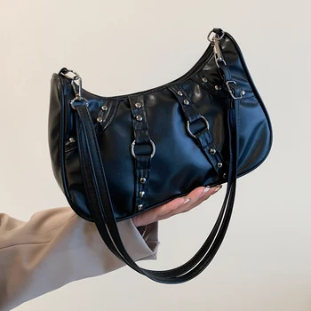 Дамски чанта през рамо, модерна чанта-месинджър, готина чанта през рамо с нитове, индивидуалност, модерен момиче, голяма чанта, дизайнерска чанта