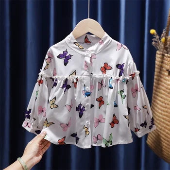 Детска блуза за момичета, яке, връхни дрехи 2023, доброто пролетно-есенни ризи, памучен бебешки дрехи-високо качество