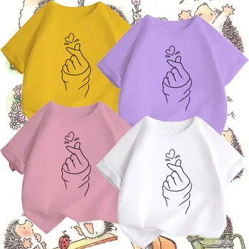 Детска тениска за момичета, летни блузи с азбука 