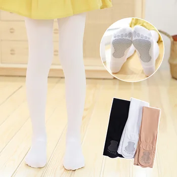 Детски чорапи за танци, пролет-лято тънки чорапи за момичета, Высокоэластичные мини бели чорапогащи със защита от търкалянето