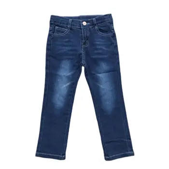 Джинси за малки момиченца, пролет-лято тъмно сини дънкови панталони от белина за деца, прави панталони копчета, търговия на едро, от 1 до 14 години