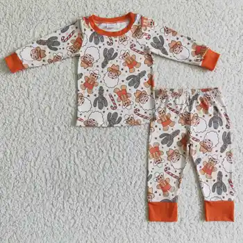 Доставка на едро, детски дрехи с дълги ръкави RTS, детска коледна дрехи в западен стил, пижамный комплект за малки момчета
