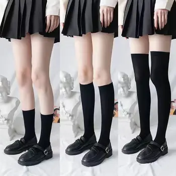 Дълги чорапи в японски стил, чорапи, кадифе летни найлонови чорапи, чорапогащи до бедрата, обикновена черни и бели чорапогащи в стил Лолита