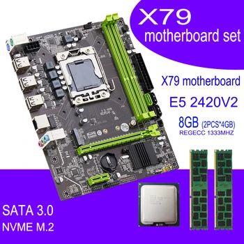 Дънна платка QIYIDA X79 с XEON E5 2420 V2 2*4 GB = 8 GB памет DDR3 комбиниран комплект NVME MATX Сървър