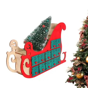 Дървена Коледен адвент-календар за Обратно броене До Коледа, адвент-календар с 24 чекмеджета, декорация за партита, зимно Коледа