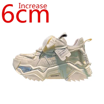 Европейски дизайн, кожени маратонки с дебела подметка, увеличаване на растежа на жени, пролет/лято, нови малки бели обувки, увеличаване на растежа на 6 см, тенденция обувки