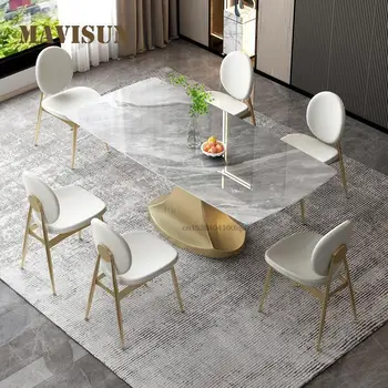 Европейският стил, лека луксозна каменна плака, Комбинация на масата за закуска и стола, италиански Стил, екзотични аксесоари за кухня