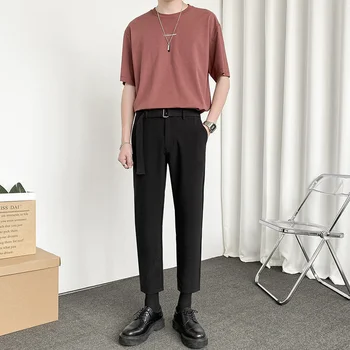 Ежедневни мъжки летни тънки директни корейски тенденция универсални панталони за малки крака, Стилни дрехи Y2k, градинска дрехи, мъжки панталони-cargo