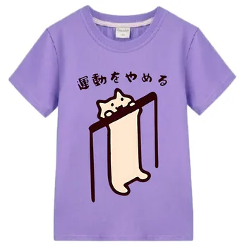 Ежедневни тениски One Котка с аниме, сладки тениски с изображение на анимационни герой на Манга за момчета, 100% памук, модна тениска с къс ръкав и модел за момичета