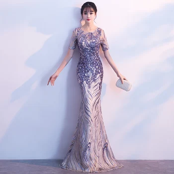 Женствена рокля за младоженци в ориенталски стил Чонсам, модерен китайски стил, елегантно дълго Ципао, луксозна сватбена дреха, Vestido S-XXL