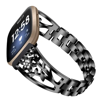 За Fitbit Смисъл/Sense 2 смарт гривна от неръждаема стомана plum blossom гривна с диаманти каишка за часовник за fitbit versa 3 versa 4