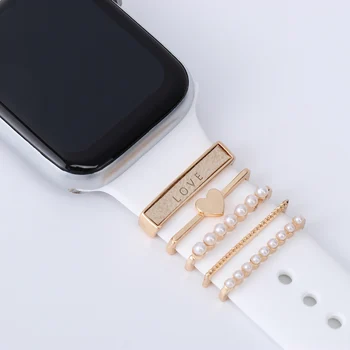 За каишка за Apple Watch, метални суспензии, декоративни пръстени, бриллиантового украшение, умни часовници, силиконов каишка, аксесоари за гривна iwatch