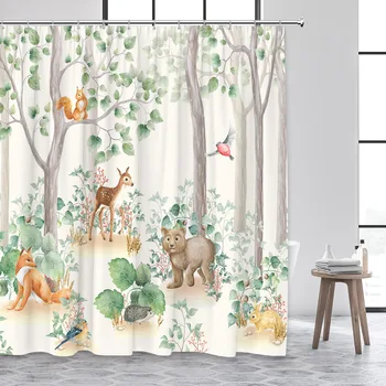 Завеса за душ с горски животни, Завеса за душа в детската Вана, модерен минималистичен Домашен Декор, Аксесоари за баня, Водоустойчив Завеса