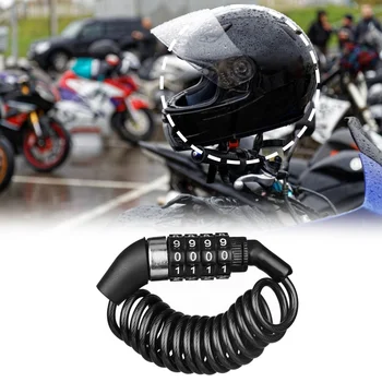 Заключване за мотоциклетни каски, анти-кражба верига за каска, 4-значная комбинация пароли, преносим заключване за шлем на кормилото на мотоциклета
