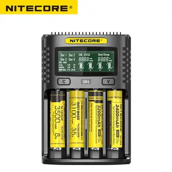 Зарядно устройство Nitecore UM4 USB с четири слота за контрол на качеството на Интелектуална схема Global Insurance li-ion AA 16340 18650 14500 21700 26650 Зарядно устройство