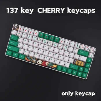 Зелени и бели шапки за комбинации Mahjong Cherry Profile PBT за механична клавиатура cherry mx kailh switch redragon по поръчка
