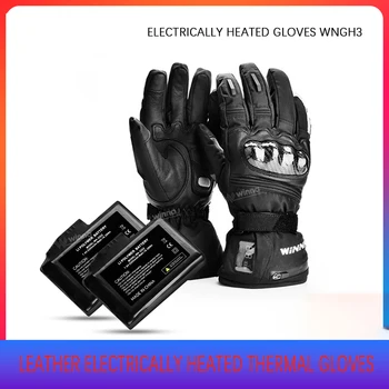 Зимни ръкавици с топъл за жени, ски ръкавици с електрически нагревател, мъжки ръкавици за спорт, акумулаторна кожени минерални ръкавици