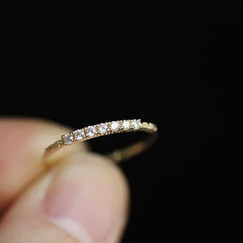 Златен пръстен GOLDtutu 14к, фин кристал пръстен за стайлинг, Вкусно минималистичное пръстен, викторианска оферта средата на века, Годеж, Сватби, Булки