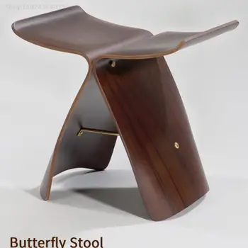 Изработена по поръчка Дизайнерски Мебели Табуретка Пеперуда Прост японски Стол от масивно дърво с извити дъска, Мебели за всекидневна