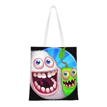 Изработена по поръчка холщовая чанта за пазаруване My Singing Monsters Дамски множество чанта за пазаруване в хранителни приключенски видео игрите Мъкна Shopper Bag